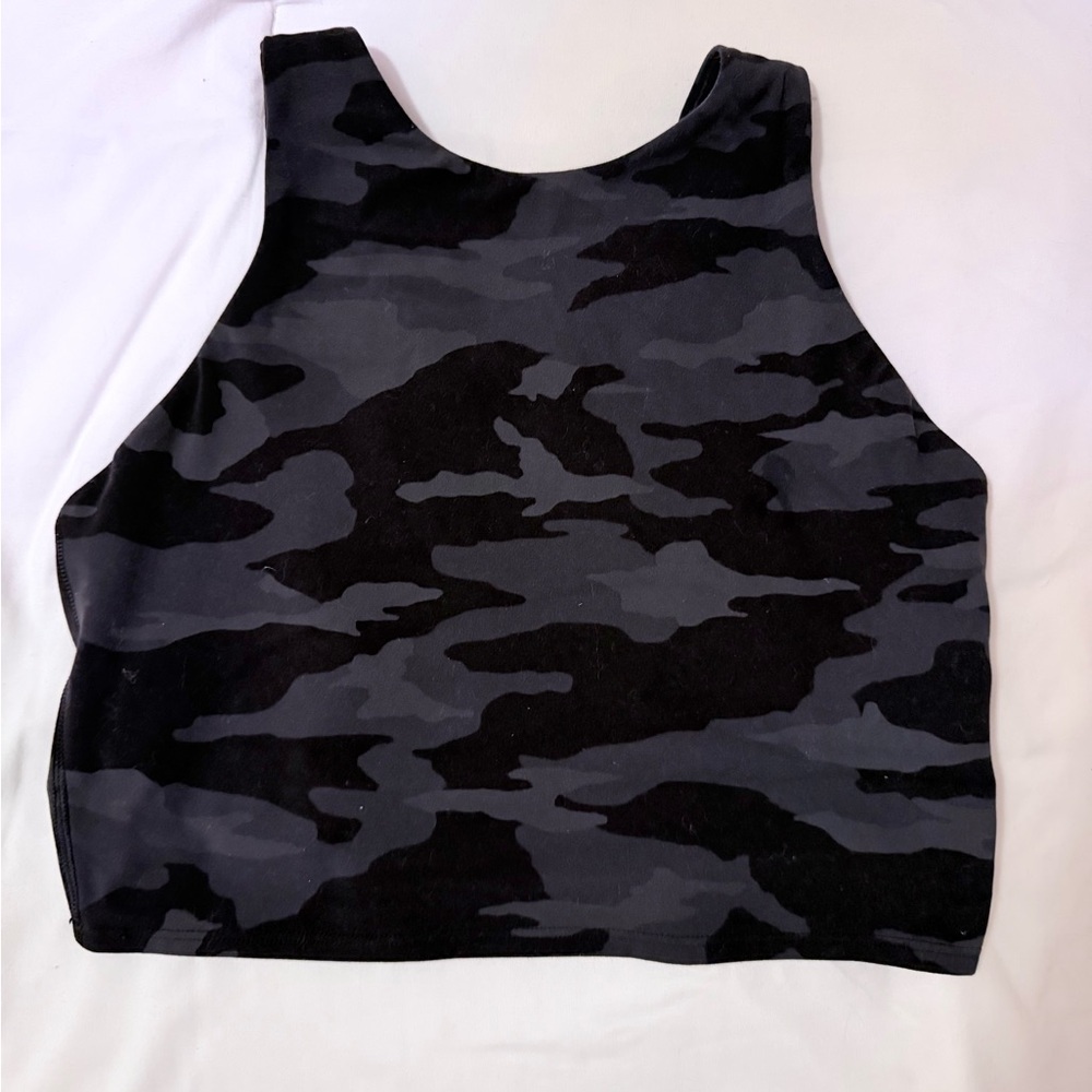 Athleta Black and Gray Fitted Crop Tank Top